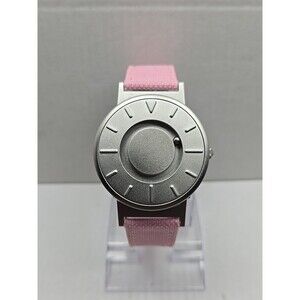 Eutour Magnetic Ball Bearing Pink Canvas Strap Womens Quartz Watch New Battery